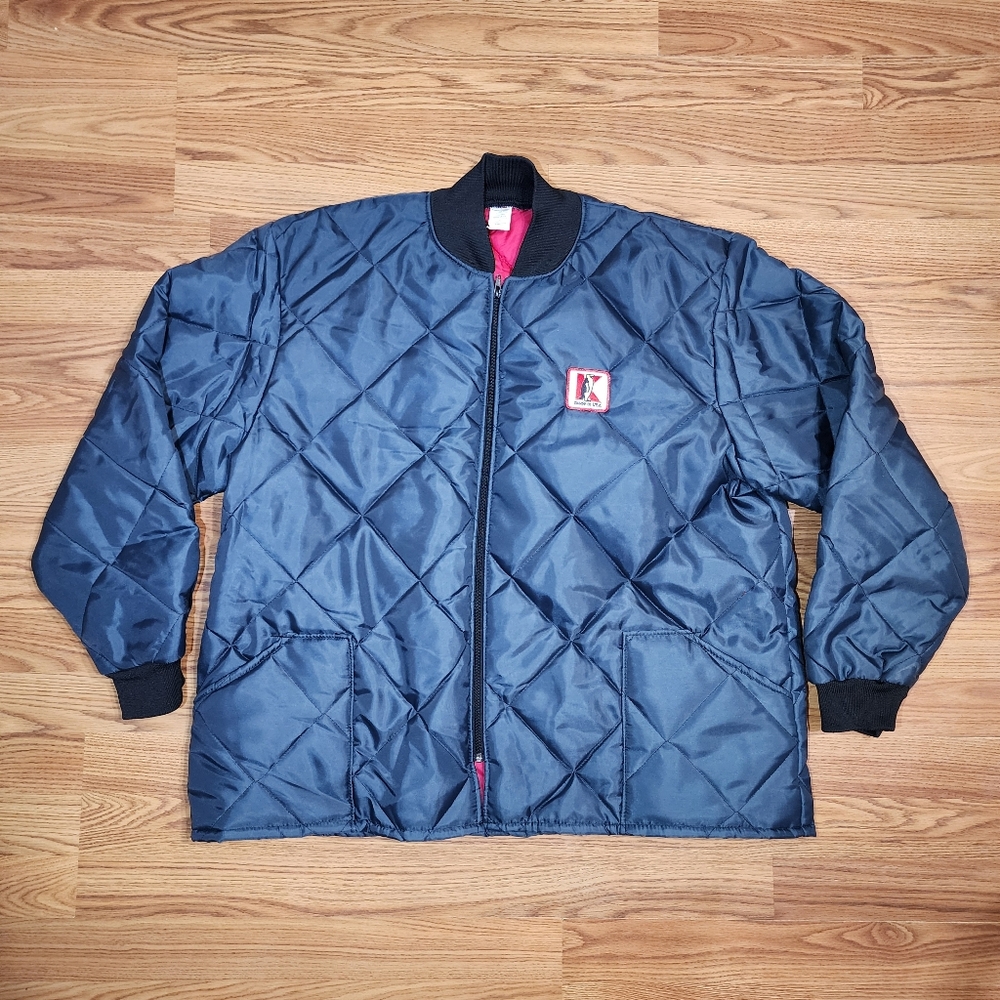 VTG LIKE NEW K Brand Penguin Blue Quilted Bomber USA Made Cooler Jacket Men's XL
